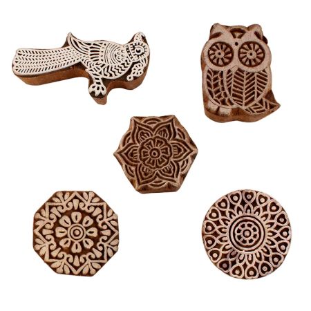 Set of 5 Piece New Mix Wooden Printing Blocks